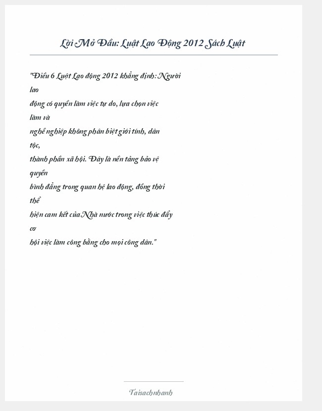 Trích đoạn Luật Lao Động 2012 Sách Luật