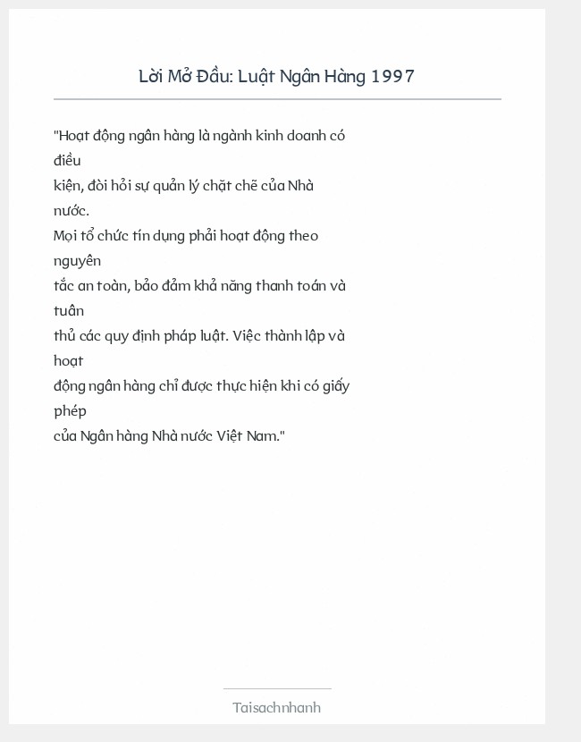 Trích đoạn Luật Ngân Hàng 1997