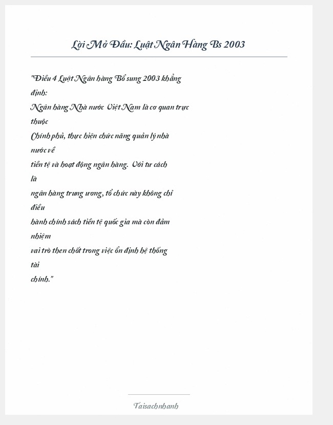 Trích đoạn Luật Ngân Hàng Bs 2003