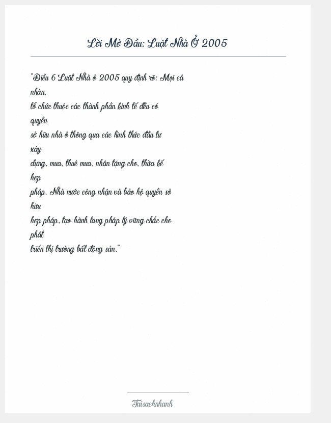 Trích đoạn Luật Nhà Ở 2005