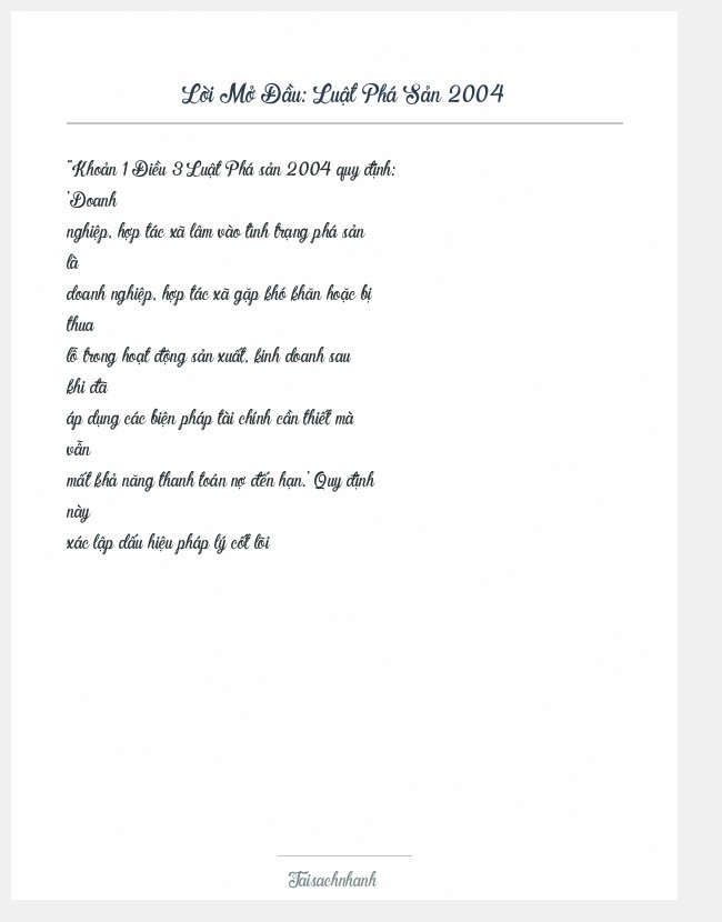 Trích đoạn Luật Phá Sản 2004