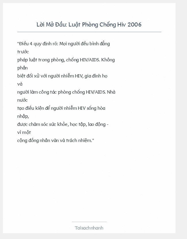 Trích đoạn Luật Phòng Chống Hiv 2006