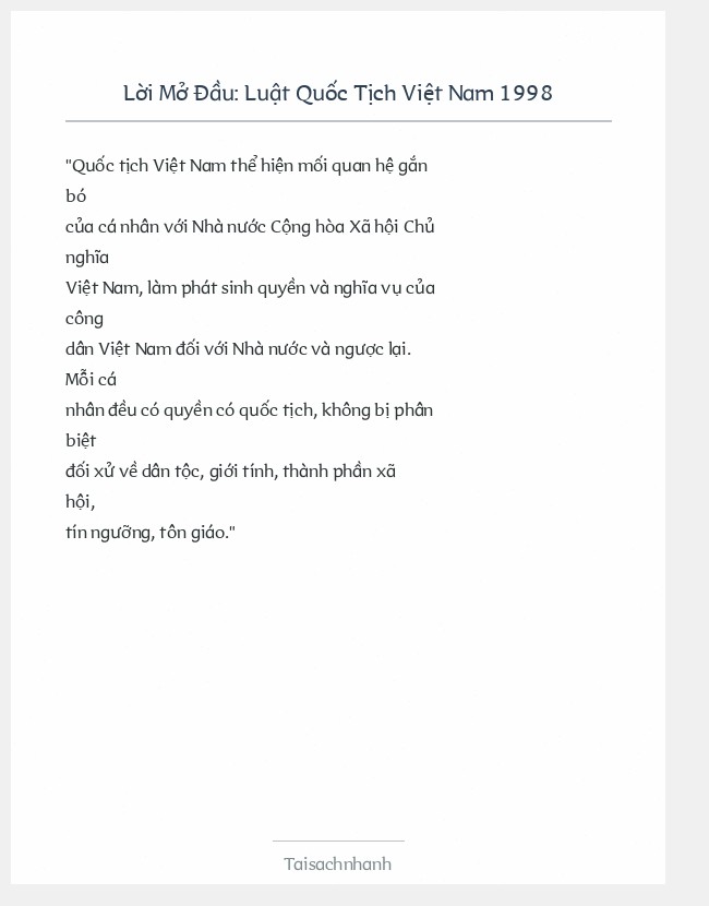 Trích đoạn Luật Quốc Tịch Việt Nam 1998