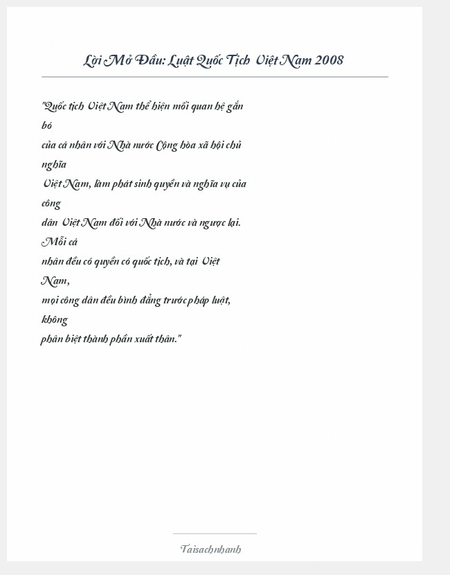Trích đoạn Luật Quốc Tịch Việt Nam 2008