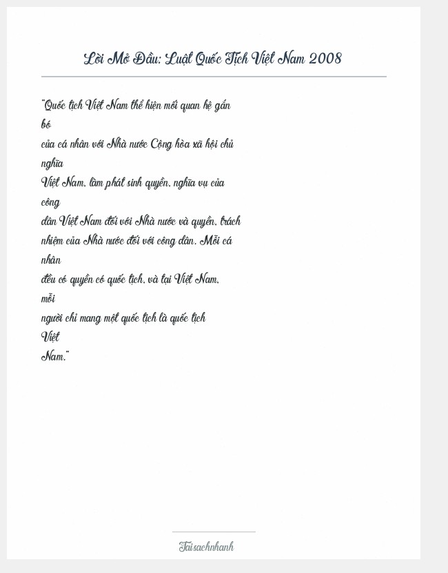 Trích đoạn Luật Quốc Tịch Việt Nam 2008