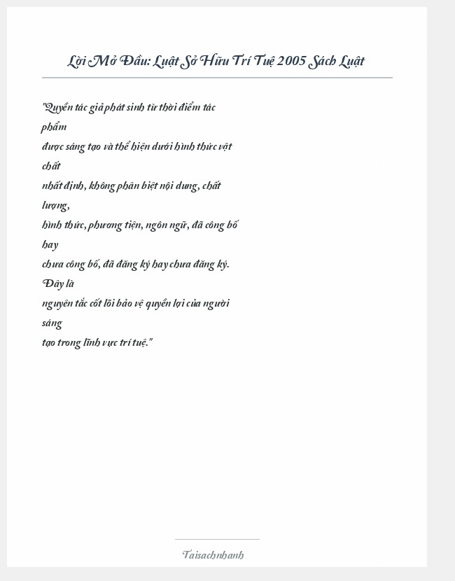 Trích đoạn Luật Sở Hữu Trí Tuệ 2005 Sách Luật