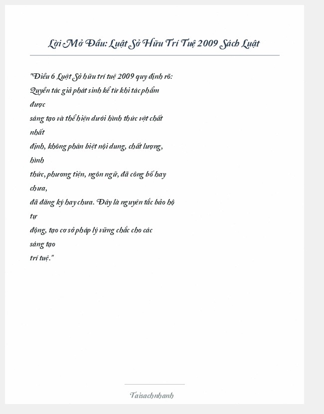 Trích đoạn Luật Sở Hữu Trí Tuệ 2009 Sách Luật