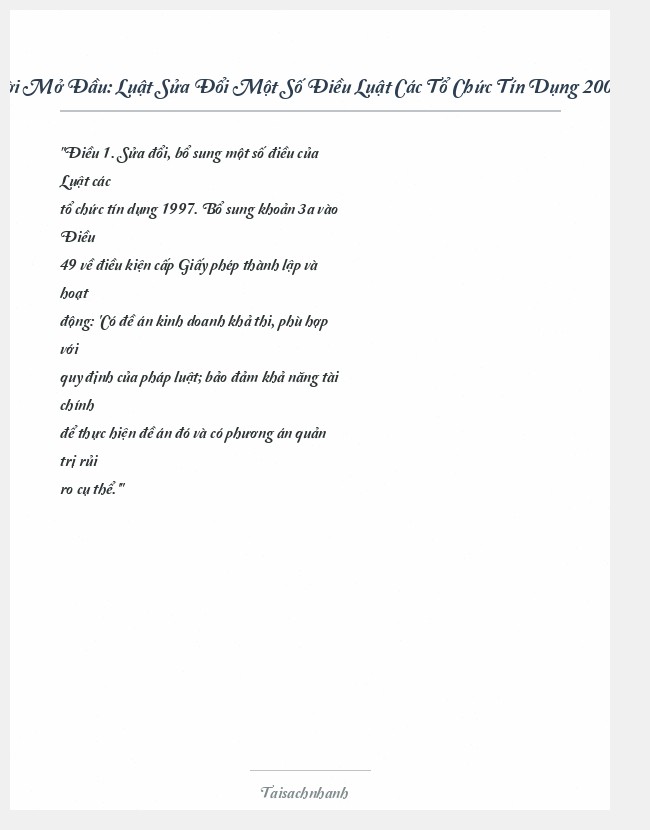 Trích đoạn Luật Sửa Đổi Một Số Điều Luật Các Tổ Chức Tín Dụng 2004