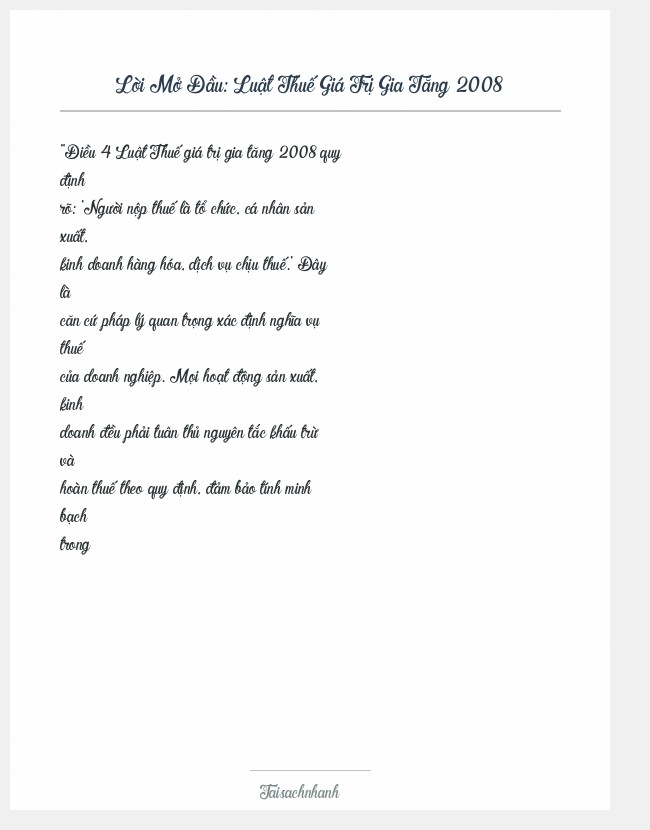 Trích đoạn Luật Thuế Giá Trị Gia Tăng 2008