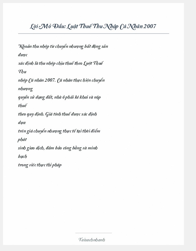 Trích đoạn Luật Thuế Thu Nhập Cá Nhân 2007