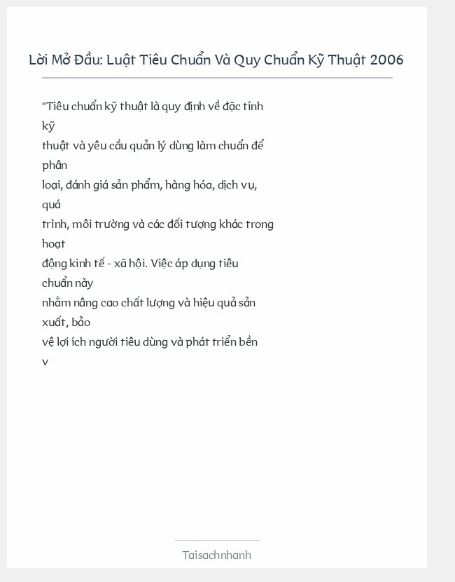 Trích đoạn Luật Tiêu Chuẩn Và Quy Chuẩn Kỹ Thuật 2006
