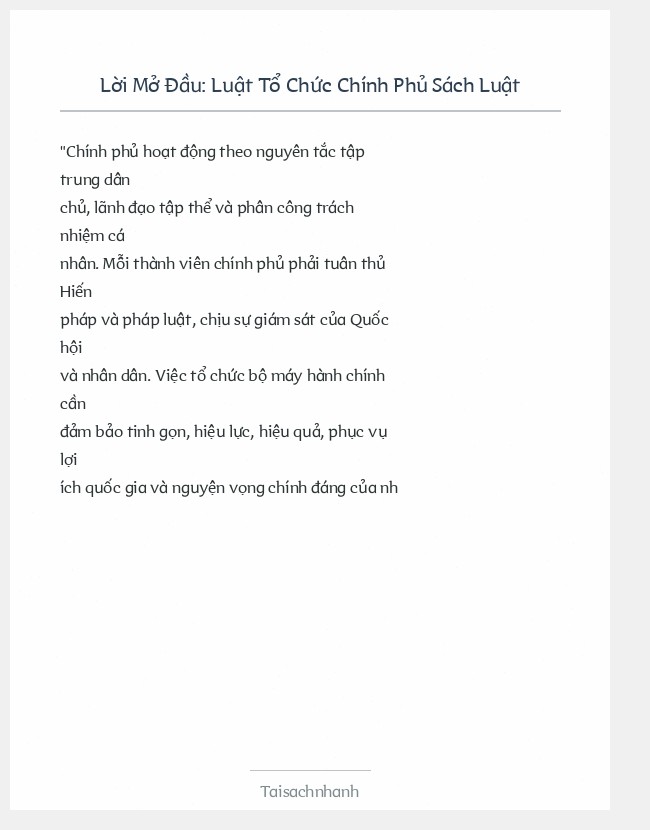 Trích đoạn Luật Tổ Chức Chính Phủ Sách Luật