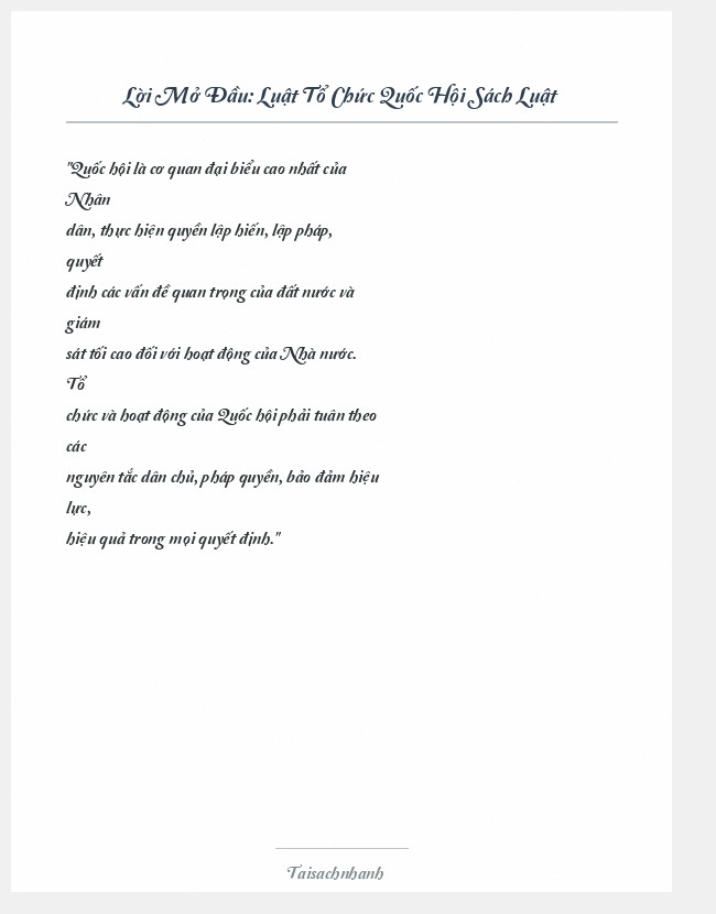 Trích đoạn Luật Tổ Chức Quốc Hội Sách Luật