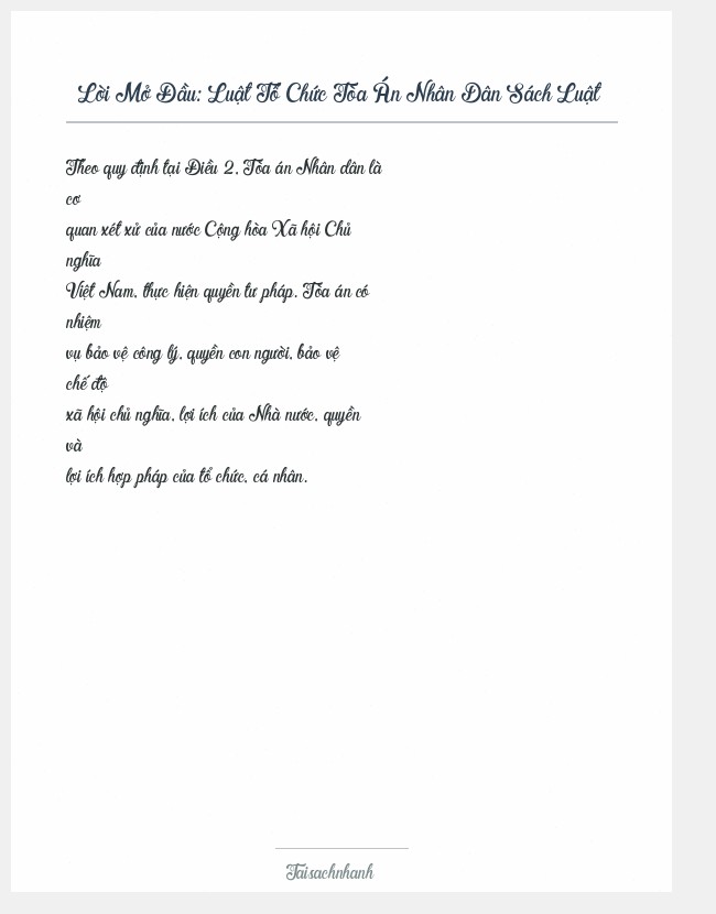 Trích đoạn Luật Tổ Chức Tòa Án Nhân Dân Sách Luật