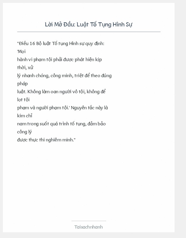 Trích đoạn Luật Tố Tụng Hình Sự