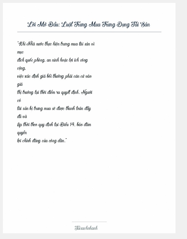 Trích đoạn Luật Trưng Mua Trưng Dụng Tài Sản