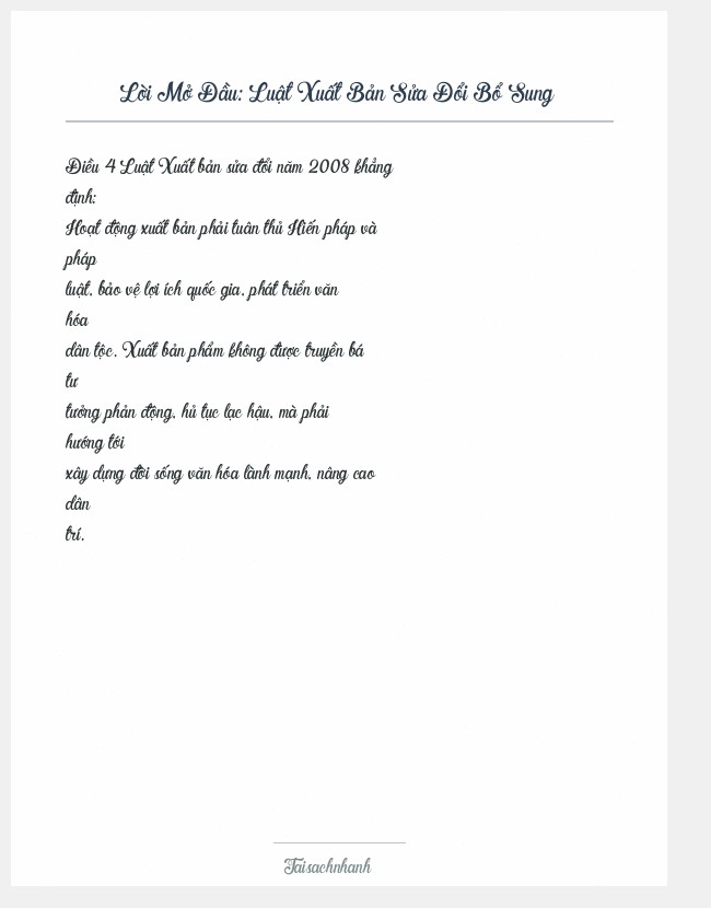 Trích đoạn Luật Xuất Bản Sửa Đổi Bổ Sung