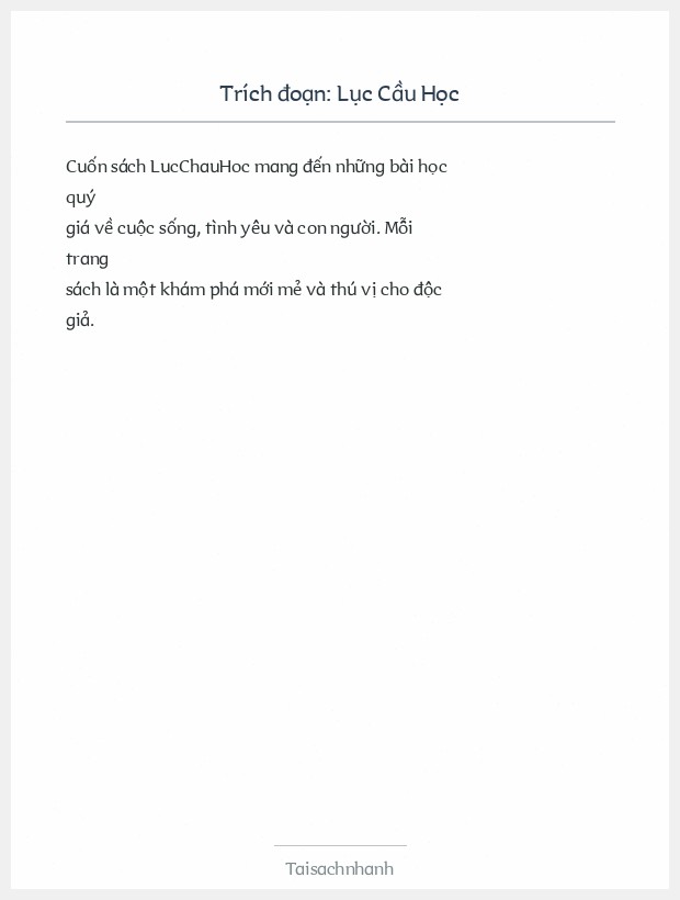 Trích đoạn Lục Cầu Học