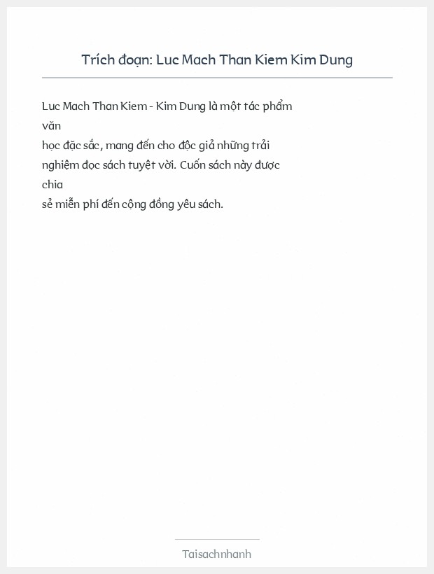 Trích đoạn Luc Mach Than Kiem Kim Dung
