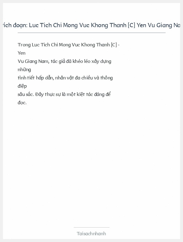 Trích đoạn Luc Tich Chi Mong Vuc Khong Thanh [C] Yen Vu Giang Nam