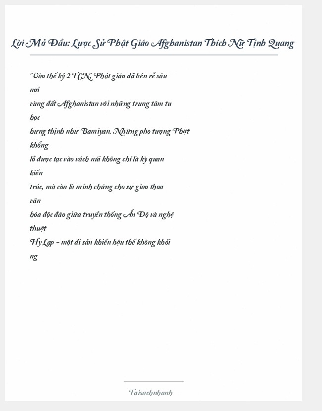 Trích đoạn Lược Sử Phật Giáo Afghanistan Thích Nữ Tịnh Quang