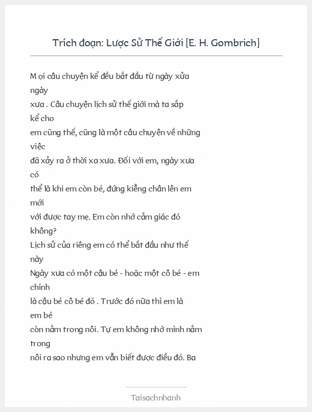 Trích đoạn Lược Sử Thế Giới [E. H. Gombrich]