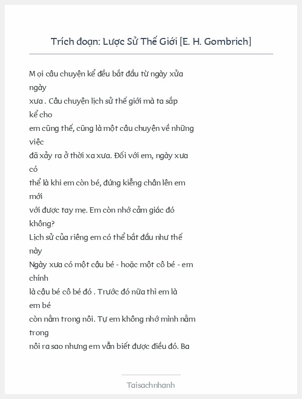 Trích đoạn Lược Sử Thế Giới [E. H. Gombrich]
