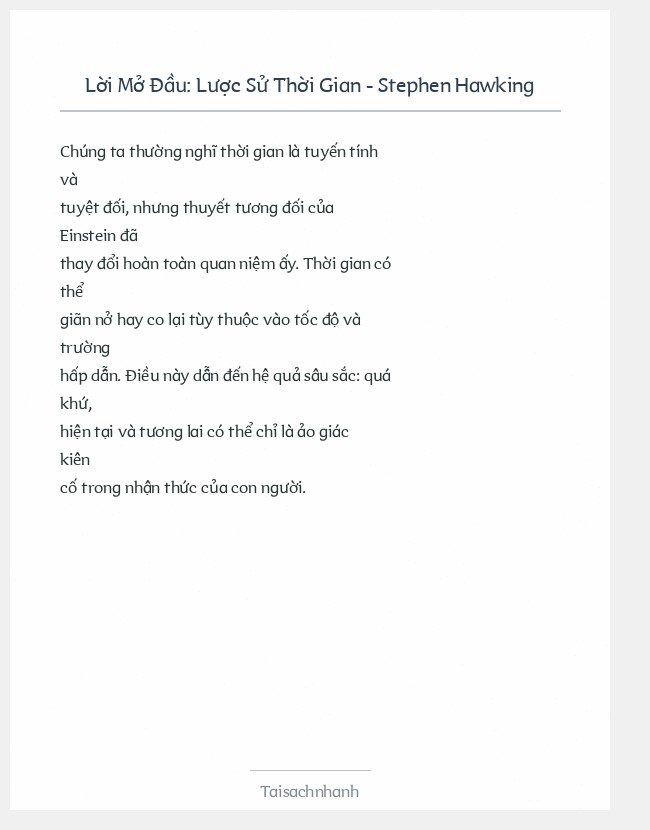 Trích đoạn Lược Sử Thời Gian - Stephen Hawking