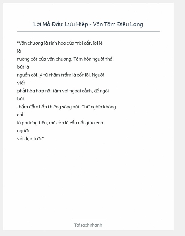 Trích đoạn Lưu Hiệp - Văn Tâm Điêu Long