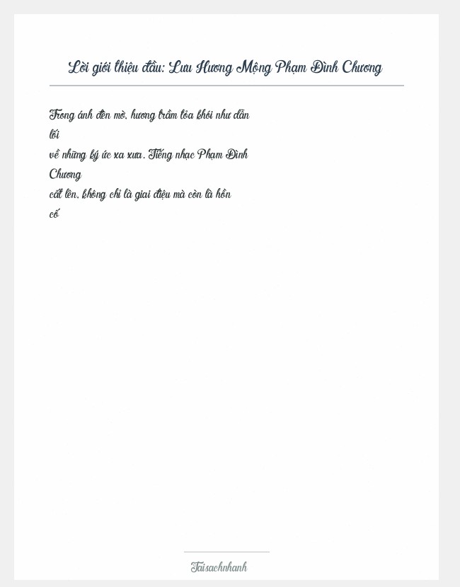 Trích đoạn Lưu Hương Mộng Phạm Đình Chương