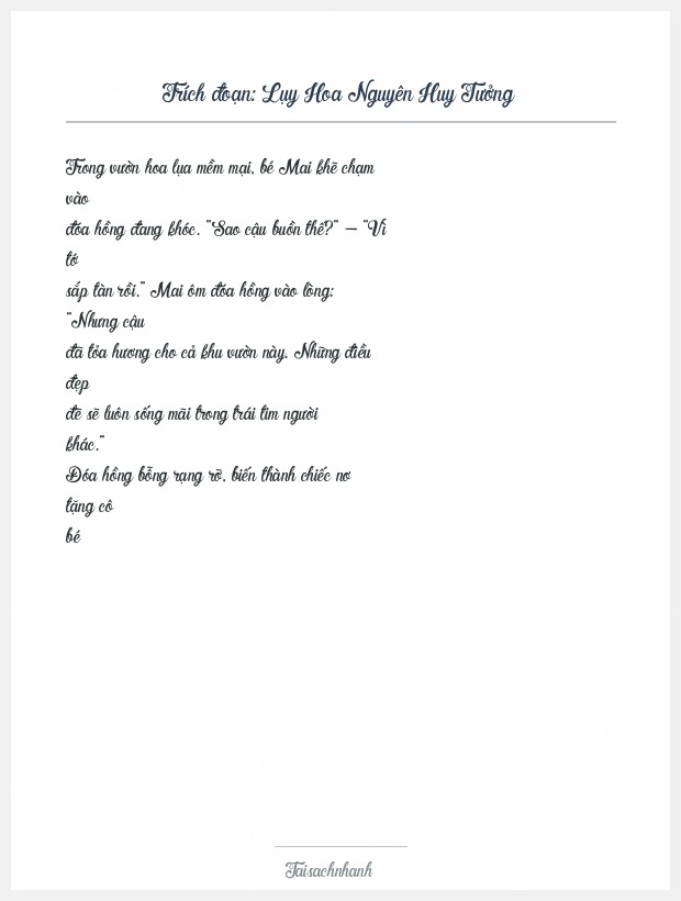 Trích đoạn Lụy Hoa Nguyên Huy Tưởng