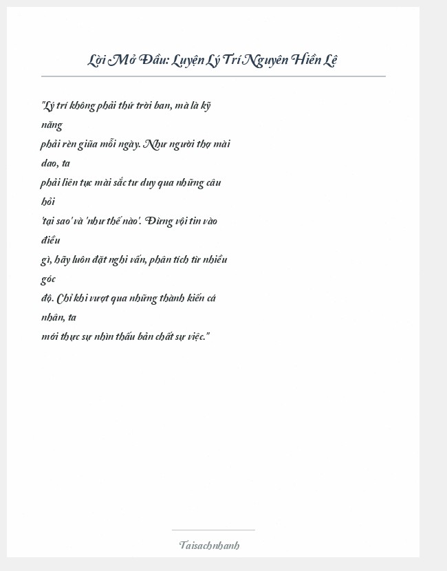 Trích đoạn Luyện Lý Trí Nguyên Hiền Lê