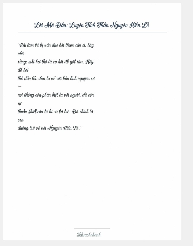 Trích đoạn Luyện Tỉnh Thần Nguyên Hiền Lễ