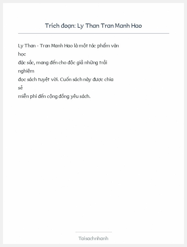 Trích đoạn Ly Than Tran Manh Hao