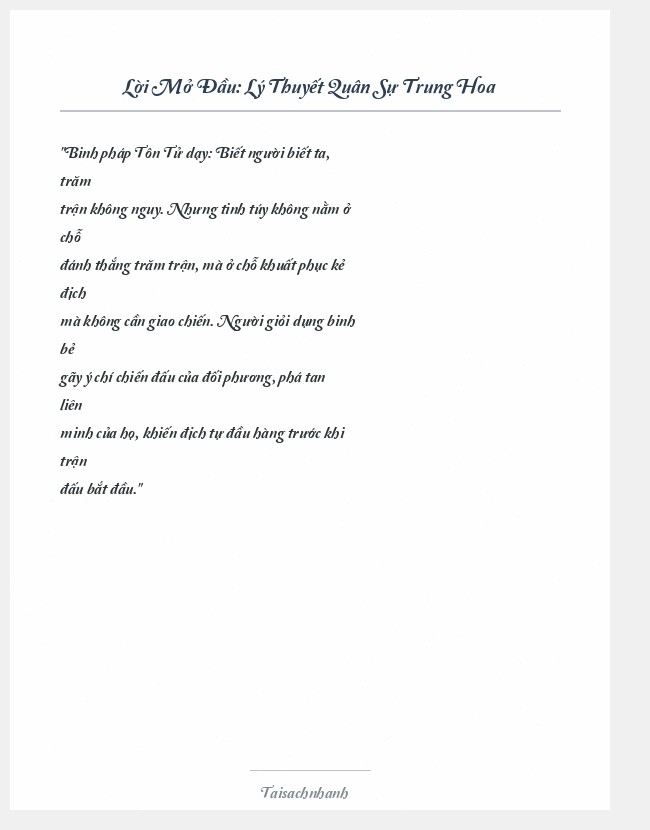 Trích đoạn Lý Thuyết Quân Sự Trung Hoa