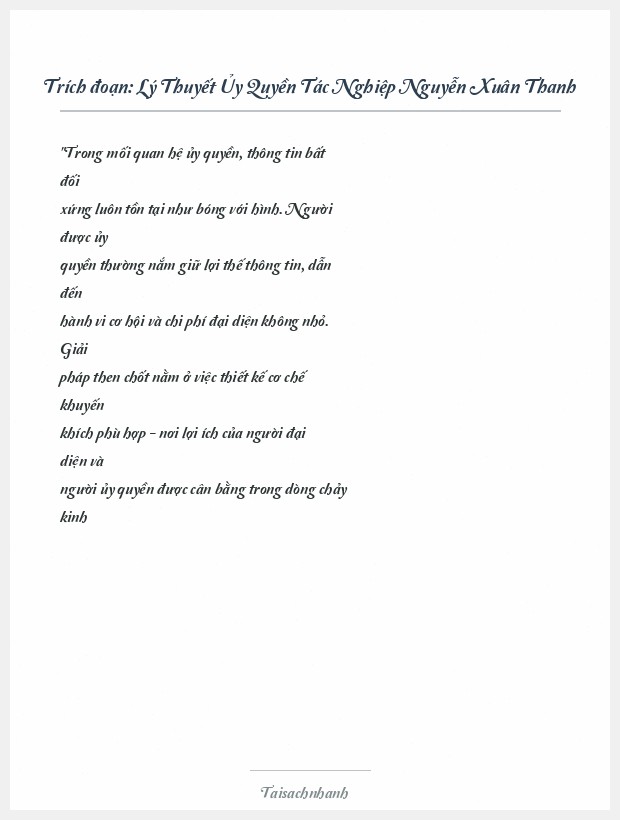 Trích đoạn Lý Thuyết Ủy Quyền Tác Nghiệp Nguyễn Xuân Thanh