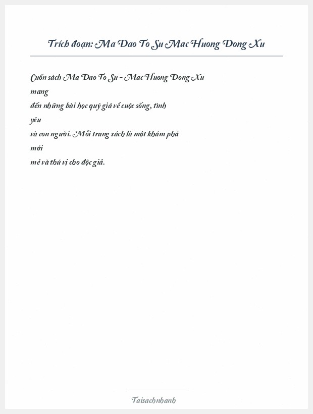Trích đoạn Ma Dao To Su Mac Huong Dong Xu