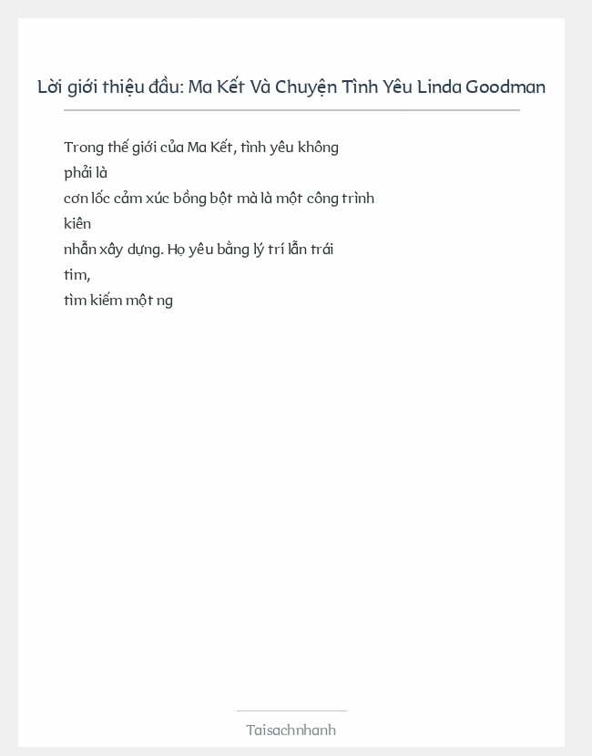 Trích đoạn Ma Kết Và Chuyện Tình Yêu Linda Goodman