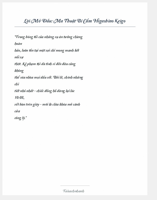 Trích đoạn Ma Thuật Bí Cẩm Higashino Keigo