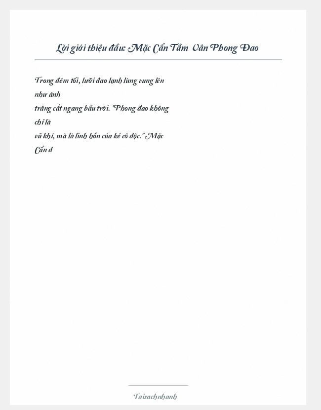 Trích đoạn Mặc Cẩn Tầm Vân Phong Đao