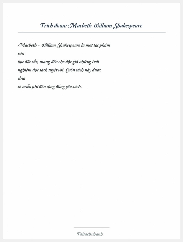 Trích đoạn Macbeth William Shakespeare