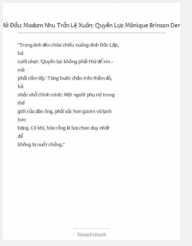 Trích đoạn Madam Nhu Trần Lệ Xuân: Quyền Lực Mônique Brinson Demery