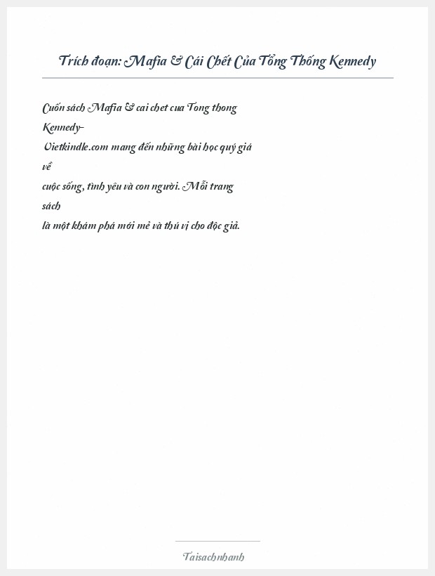 Trích đoạn Mafia & Cái Chết Của Tổng Thống Kennedy