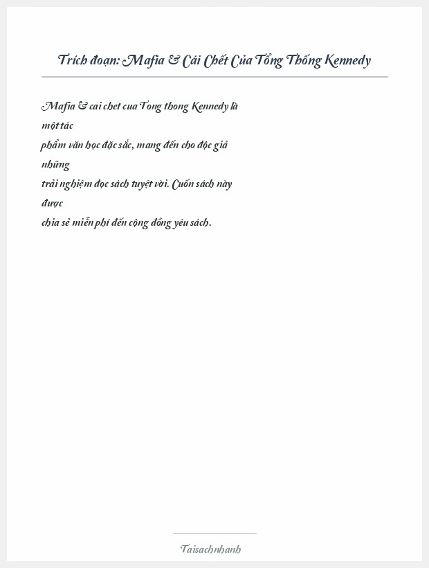 Trích đoạn Mafia & Cái Chết Của Tổng Thống Kennedy