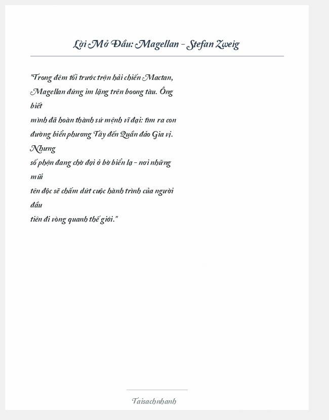 Trích đoạn Magellan - Stefan Zweig