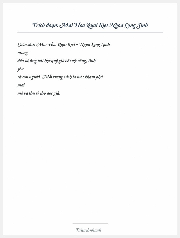 Trích đoạn Mai Hoa Quai Kiet Ngoa Long Sinh