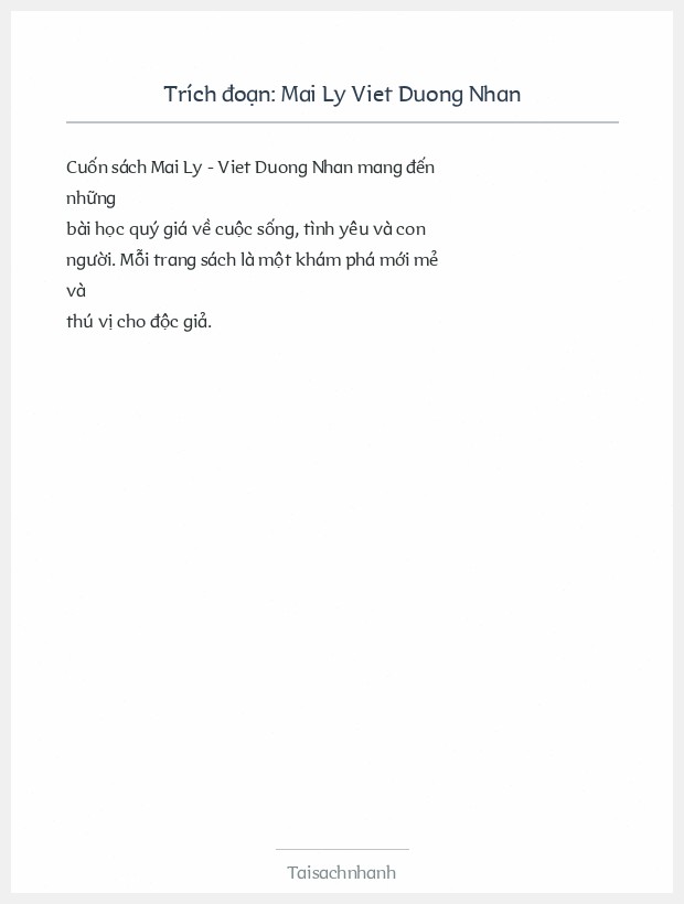 Trích đoạn Mai Ly Viet Duong Nhan