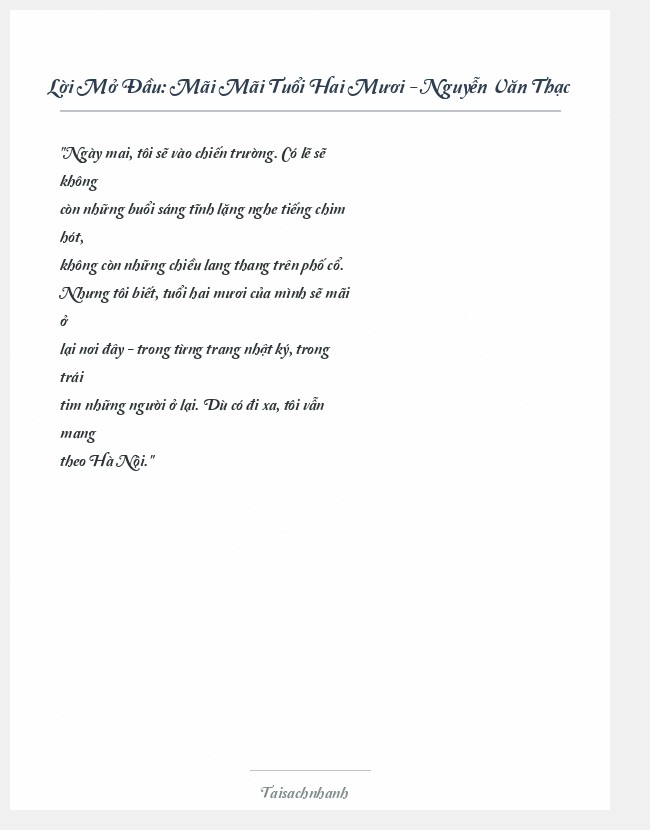 Trích đoạn Mãi Mãi Tuổi Hai Mươi - Nguyễn Văn Thạc