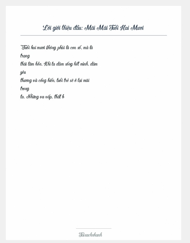 Trích đoạn Mãi Mãi Tuổi Hai Mươi