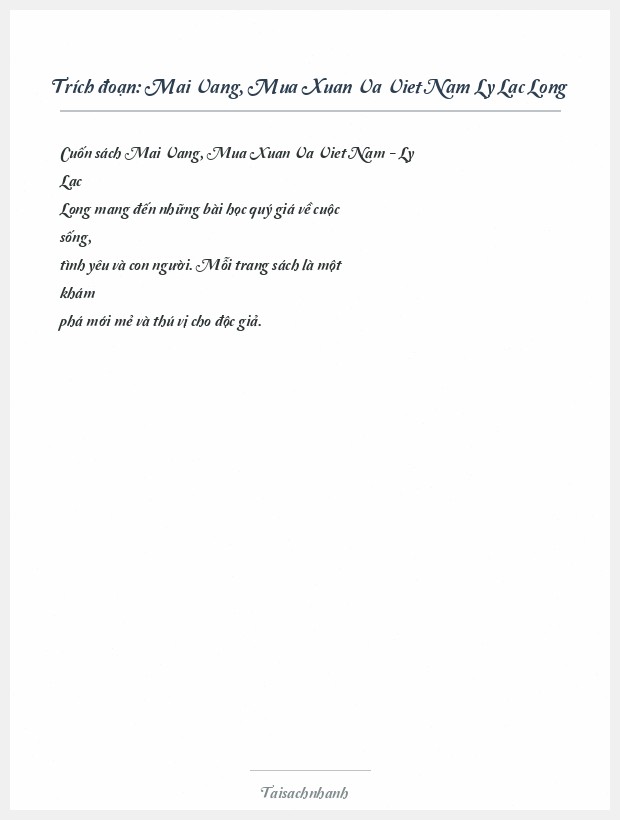 Trích đoạn Mai Vang, Mua Xuan Va Viet Nam Ly Lac Long